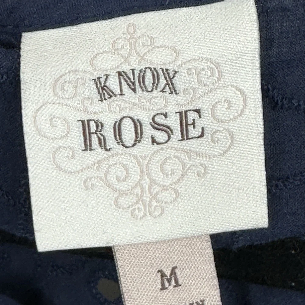 Knox Rose Blue Sleeveless Eyelet Peasant Top Lace Scalloped Hem Women's Medium